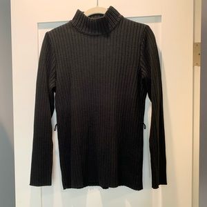 Ribbed black turtleneck sweater
